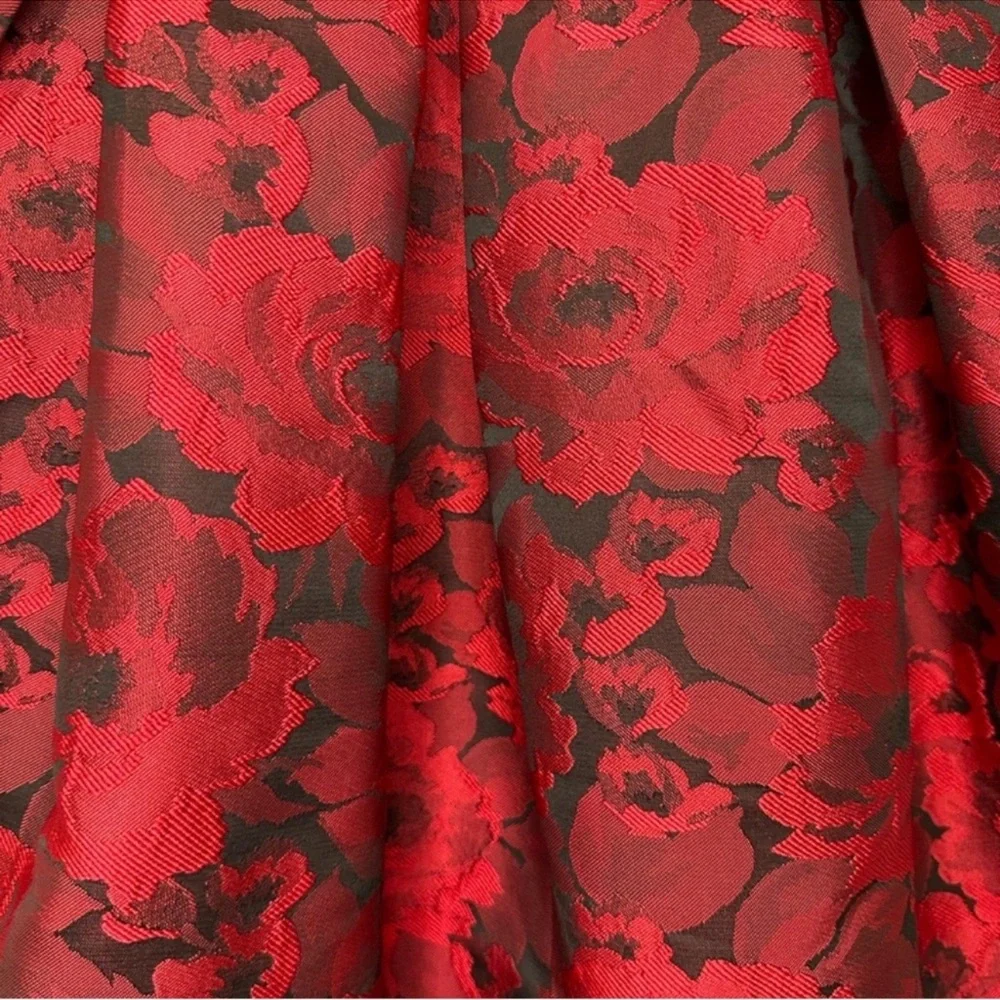 The Children’s Place Dress Red Floral Jacquard Belted Girls Size 10